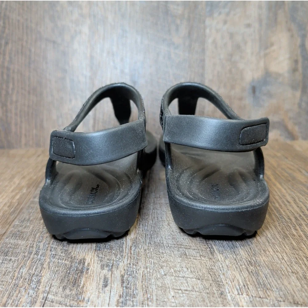 Aetrex Skyler Thong Sandals Black Embellished Womens Size 6 Slingback Comfort